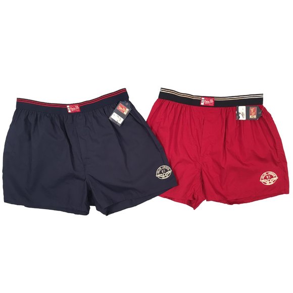 NEW 2 Pair Polo Ralph Lauren Boxer Shorts! Medium 1 Navy & 1 Red  Vintage P Wing - Picture 1 of 2